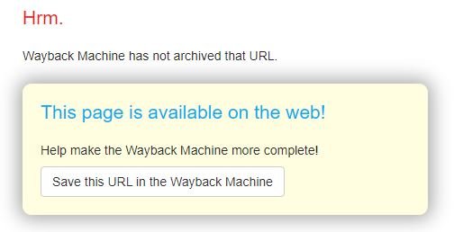 Wayback Machine save page