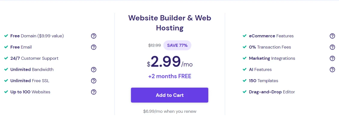 Hostinger website builder plan