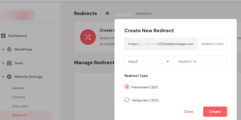 Redirects with Hostinger